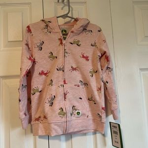 Pink John Deere full zip hoodie 4T
